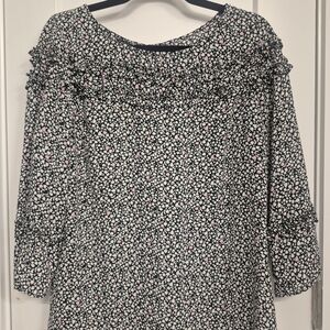 Floral Patterned Blouse with Ruffle Details